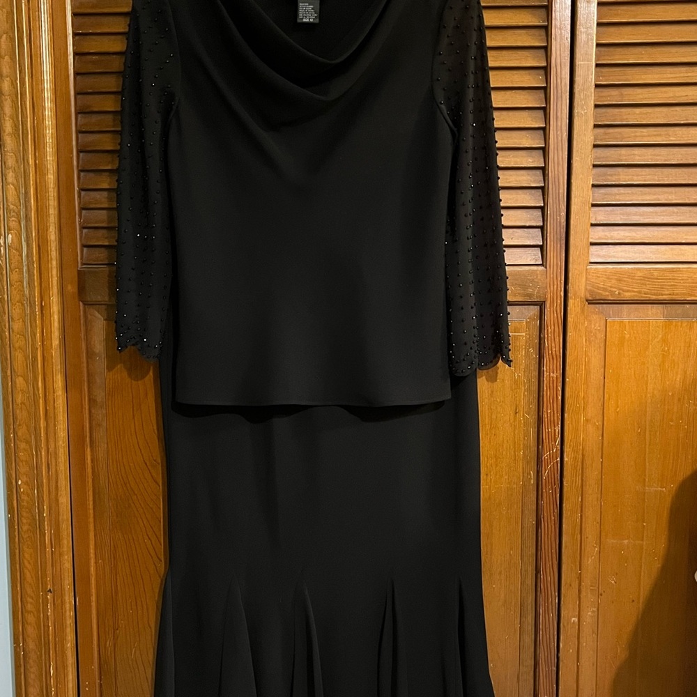 SL Fashions Black Cowl Neck Long Sleeve 2 piece top and skirt